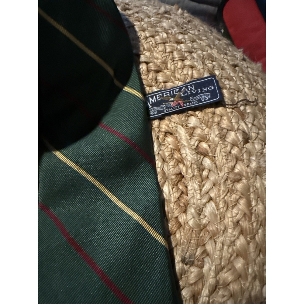 NWT American Living Silk Tie Green Blue Stripes Designer Men Necktie 61x3.5 B9 - Picture 3 of 3